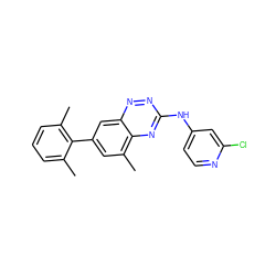 Cc1cccc(C)c1-c1cc(C)c2nc(Nc3ccnc(Cl)c3)nnc2c1 ZINC000096167729