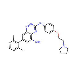 Cc1cccc(C)c1-c1cc(N)c2nc(Nc3ccc(OCCN4CCCC4)cc3)nnc2c1 ZINC000028702883