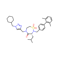 Cc1cccc(C)c1-c1ccc(CN2[C@H](CC(C)C)C(=O)N(Cc3cn(CC4CCCCC4)nn3)CCS2(=O)=O)cc1 ZINC000066128956