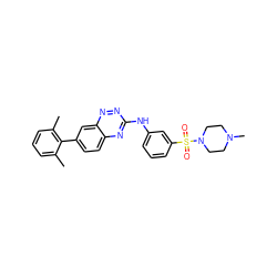 Cc1cccc(C)c1-c1ccc2nc(Nc3cccc(S(=O)(=O)N4CCN(C)CC4)c3)nnc2c1 ZINC000096167830