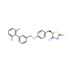 Cc1cccc(C)c1-c1cccc(COc2ccc(C[C@H]3SC(=O)NC3=O)cc2)c1 ZINC000653689050