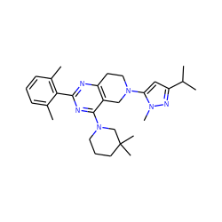 Cc1cccc(C)c1-c1nc2c(c(N3CCCC(C)(C)C3)n1)CN(c1cc(C(C)C)nn1C)CC2 ZINC000146932657