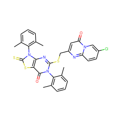 Cc1cccc(C)c1-n1c(SCc2cc(=O)n3cc(Cl)ccc3n2)nc2c(sc(=S)n2-c2c(C)cccc2C)c1=O ZINC000102710505