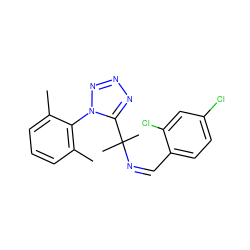 Cc1cccc(C)c1-n1nnnc1C(C)(C)/N=C\c1ccc(Cl)cc1Cl ZINC000013136098