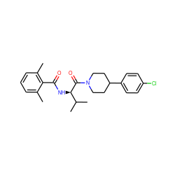 Cc1cccc(C)c1C(=O)N[C@@H](C(=O)N1CCC(c2ccc(Cl)cc2)CC1)C(C)C ZINC000095576369