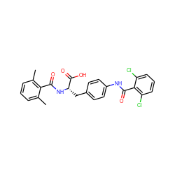 Cc1cccc(C)c1C(=O)N[C@@H](Cc1ccc(NC(=O)c2c(Cl)cccc2Cl)cc1)C(=O)O ZINC000013443159