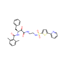 Cc1cccc(C)c1C(=O)N[C@@H](Cc1ccccc1)C(=O)C(=O)NCCNS(=O)(=O)c1ccc(-c2ccccn2)s1 ZINC000026404748