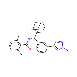 Cc1cccc(C)c1C(=O)N[C@@H](c1cccc(-c2cnn(C)c2)c1)C12CCC(CC1)CN2C ZINC000141492393