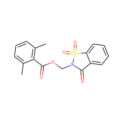 Cc1cccc(C)c1C(=O)OCN1C(=O)c2ccccc2S1(=O)=O ZINC000013738173