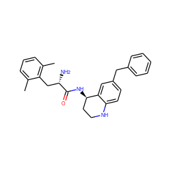 Cc1cccc(C)c1C[C@H](N)C(=O)N[C@@H]1CCNc2ccc(Cc3ccccc3)cc21 ZINC000653708059