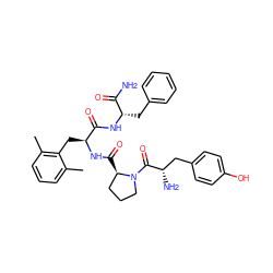 Cc1cccc(C)c1C[C@H](NC(=O)[C@@H]1CCCN1C(=O)[C@@H](N)Cc1ccc(O)cc1)C(=O)N[C@@H](Cc1ccccc1)C(N)=O ZINC000028654452