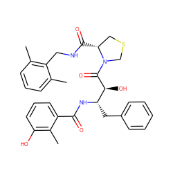 Cc1cccc(C)c1CNC(=O)[C@@H]1CSCN1C(=O)[C@@H](O)[C@H](Cc1ccccc1)NC(=O)c1cccc(O)c1C ZINC000029483811