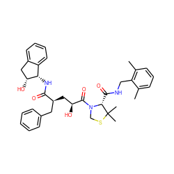 Cc1cccc(C)c1CNC(=O)[C@H]1N(C(=O)[C@@H](O)C[C@@H](Cc2ccccc2)C(=O)N[C@H]2c3ccccc3C[C@H]2O)CSC1(C)C ZINC000029476209