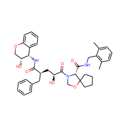 Cc1cccc(C)c1CNC(=O)[C@H]1N(C(=O)[C@@H](O)C[C@@H](Cc2ccccc2)C(=O)N[C@H]2c3ccccc3OC[C@H]2O)COC12CCCC2 ZINC000028953507