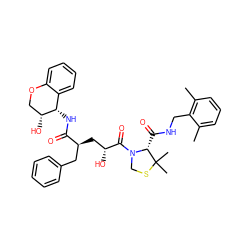 Cc1cccc(C)c1CNC(=O)[C@H]1N(C(=O)[C@H](O)C[C@@H](Cc2ccccc2)C(=O)N[C@H]2c3ccccc3OC[C@H]2O)CSC1(C)C ZINC000029486745