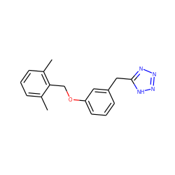 Cc1cccc(C)c1COc1cccc(Cc2nnn[nH]2)c1 ZINC000115623310