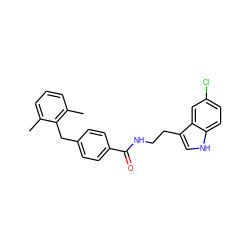 Cc1cccc(C)c1Cc1ccc(C(=O)NCCc2c[nH]c3ccc(Cl)cc23)cc1 ZINC000220307666