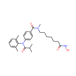 Cc1cccc(C)c1N(C(=O)C(C)C)c1ccc(C(=O)N(C)CCCCCCC(=O)NO)cc1 ZINC000118353580