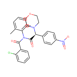 Cc1cccc(C)c1N(C(=O)c1ccccc1Cl)C(=O)[C@H](c1ccc([N+](=O)[O-])cc1)N1CCOCC1 ZINC000013471186