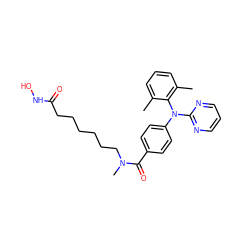 Cc1cccc(C)c1N(c1ccc(C(=O)N(C)CCCCCCC(=O)NO)cc1)c1ncccn1 ZINC000118361653