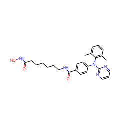 Cc1cccc(C)c1N(c1ccc(C(=O)NCCCCCCC(=O)NO)cc1)c1ncccn1 ZINC000118349290