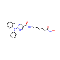 Cc1cccc(C)c1N(c1ccccc1)c1ncc(C(=O)NCCCCCCC(=O)NO)cn1 ZINC000118353928