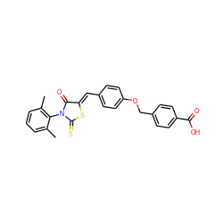 Cc1cccc(C)c1N1C(=O)/C(=C/c2ccc(OCc3ccc(C(=O)O)cc3)cc2)SC1=S ZINC000473153380