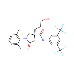 Cc1cccc(C)c1N1C[C@@](CCCO)(C(=O)Nc2cc(C(F)(F)F)cc(C(F)(F)F)c2)CC1=O ZINC000198452506