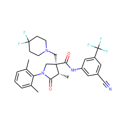 Cc1cccc(C)c1N1C[C@@](CN2CCC(F)(F)CC2)(C(=O)Nc2cc(C#N)cc(C(F)(F)F)c2)[C@H](C)C1=O ZINC000142531356