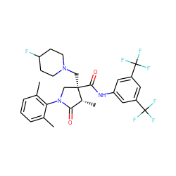 Cc1cccc(C)c1N1C[C@@](CN2CCC(F)CC2)(C(=O)Nc2cc(C(F)(F)F)cc(C(F)(F)F)c2)[C@H](C)C1=O ZINC000142542951