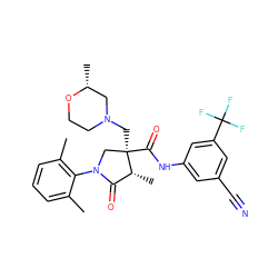 Cc1cccc(C)c1N1C[C@@](CN2CCO[C@H](C)C2)(C(=O)Nc2cc(C#N)cc(C(F)(F)F)c2)[C@H](C)C1=O ZINC001772612528