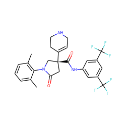 Cc1cccc(C)c1N1C[C@](C(=O)Nc2cc(C(F)(F)F)cc(C(F)(F)F)c2)(C2=CCNCC2)CC1=O ZINC000198433578