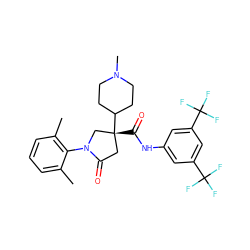 Cc1cccc(C)c1N1C[C@](C(=O)Nc2cc(C(F)(F)F)cc(C(F)(F)F)c2)(C2CCN(C)CC2)CC1=O ZINC000198434787