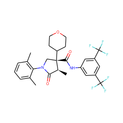 Cc1cccc(C)c1N1C[C@](C(=O)Nc2cc(C(F)(F)F)cc(C(F)(F)F)c2)(C2CCOCC2)[C@@H](C)C1=O ZINC000142527061