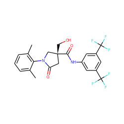 Cc1cccc(C)c1N1C[C@](CO)(C(=O)Nc2cc(C(F)(F)F)cc(C(F)(F)F)c2)CC1=O ZINC000116639319