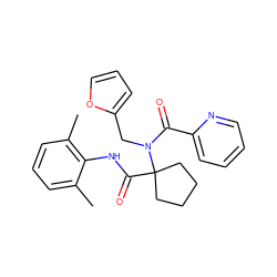 Cc1cccc(C)c1NC(=O)C1(N(Cc2ccco2)C(=O)c2ccccn2)CCCC1 ZINC000001120680