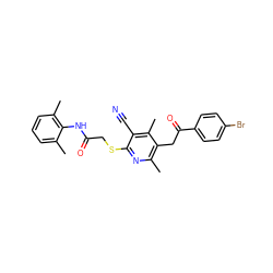 Cc1cccc(C)c1NC(=O)CSc1nc(C)c(CC(=O)c2ccc(Br)cc2)c(C)c1C#N ZINC000008416424