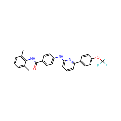 Cc1cccc(C)c1NC(=O)c1ccc(Nc2cccc(-c3ccc(OC(F)(F)F)cc3)n2)cc1 ZINC000103241168