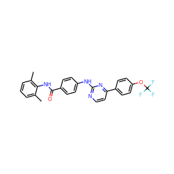 Cc1cccc(C)c1NC(=O)c1ccc(Nc2nccc(-c3ccc(OC(F)(F)F)cc3)n2)cc1 ZINC000103241153