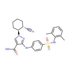 Cc1cccc(C)c1NS(=O)(=O)c1ccc(Nc2nn([C@H]3CCCC[C@@H]3C#N)cc2C(N)=O)cc1 ZINC000221189229