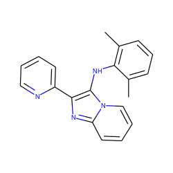 Cc1cccc(C)c1Nc1c(-c2ccccn2)nc2ccccn12 ZINC000000201187