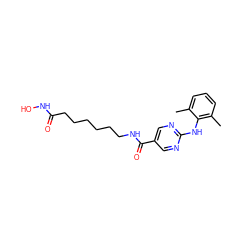 Cc1cccc(C)c1Nc1ncc(C(=O)NCCCCCCC(=O)NO)cn1 ZINC000118363496