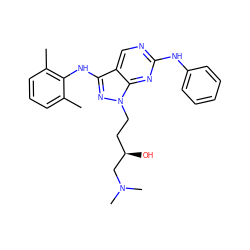 Cc1cccc(C)c1Nc1nn(CC[C@@H](O)CN(C)C)c2nc(Nc3ccccc3)ncc12 ZINC000034894662