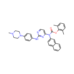 Cc1cccc(C)c1OC(=O)N(c1ccc2ccccc2c1)c1ccnc(Nc2ccc(N3CCN(C)CC3)cc2)n1 ZINC000014965427