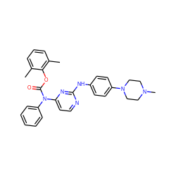 Cc1cccc(C)c1OC(=O)N(c1ccccc1)c1ccnc(Nc2ccc(N3CCN(C)CC3)cc2)n1 ZINC000014965401