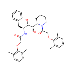 Cc1cccc(C)c1OCC(=O)N[C@@H](Cc1ccccc1)[C@H](O)[C@@H](O)[C@@H]1CCCCN1C(=O)COc1c(C)cccc1C ZINC000084756774