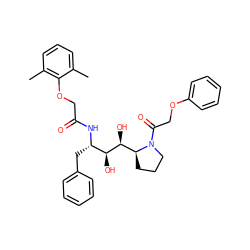 Cc1cccc(C)c1OCC(=O)N[C@@H](Cc1ccccc1)[C@H](O)[C@@H](O)[C@@H]1CCCN1C(=O)COc1ccccc1 ZINC000043101179