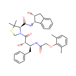 Cc1cccc(C)c1OCC(=O)N[C@@H](Cc1ccccc1)[C@H](O)C(=O)N1CSC(C)(C)[C@H]1C(=O)N[C@H]1c2ccccc2C[C@H]1O ZINC000028703797