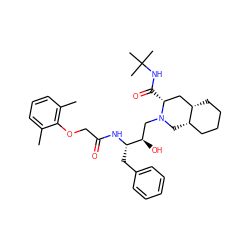 Cc1cccc(C)c1OCC(=O)N[C@@H](Cc1ccccc1)[C@H](O)CN1C[C@H]2CCCC[C@H]2C[C@H]1C(=O)NC(C)(C)C ZINC000036124597