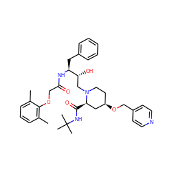 Cc1cccc(C)c1OCC(=O)N[C@@H](Cc1ccccc1)[C@H](O)CN1CC[C@@H](OCc2ccncc2)C[C@H]1C(=O)NC(C)(C)C ZINC000014943146